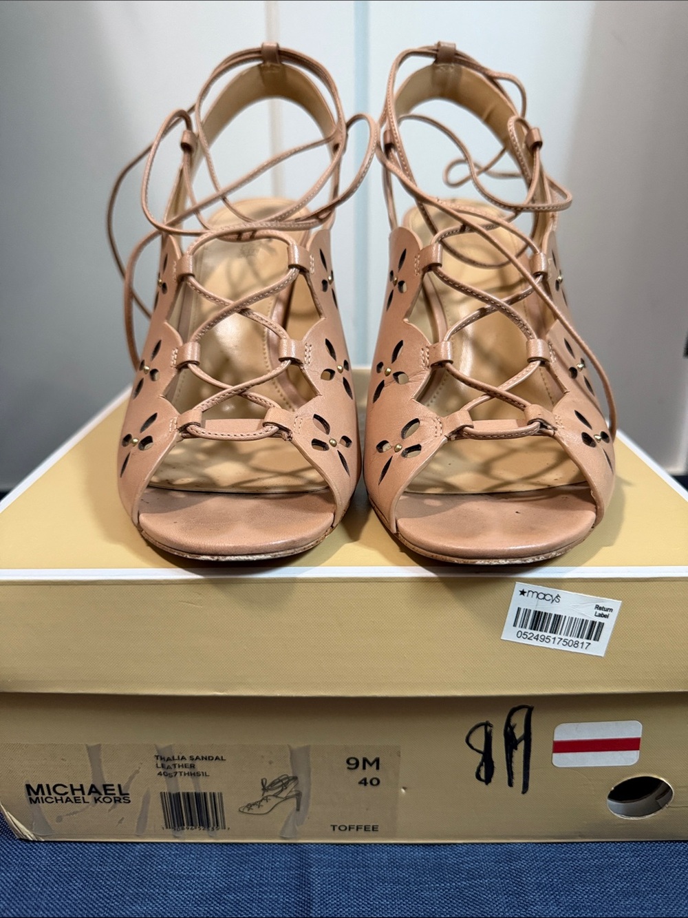 Michael Kors Toffee Lace-Up Cutout Sandals